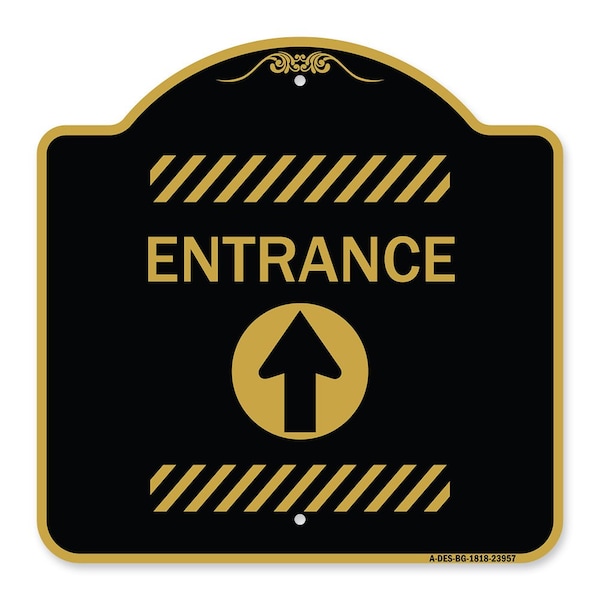 Signmission Flex Post Entrance with Straight Ahead Arrow Decal Only for Flex Paddle, Black & Gold, BG-1818-23957 A-DES-BG-1818-23957 - main